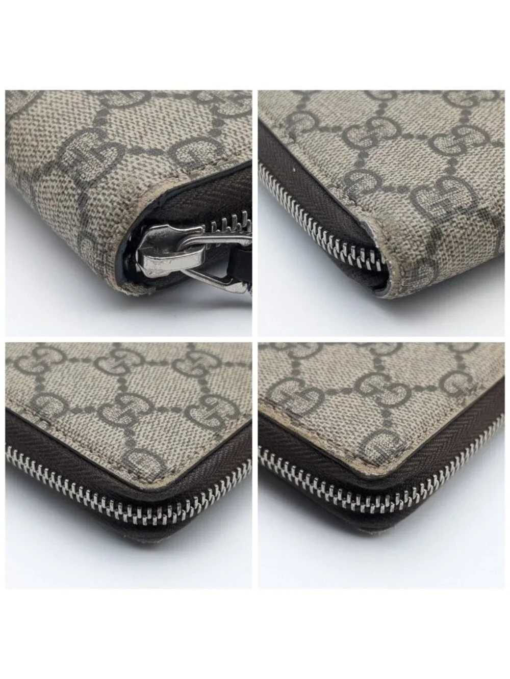 Gucci GG Supreme Sherry Line Bee Zip Around Wallet